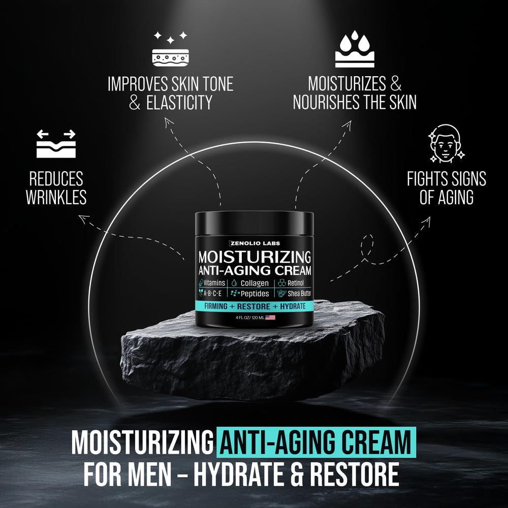 Zenolio Labs Mens Face Moisturizer ingredients with retinol, collagen, vitamins A and E