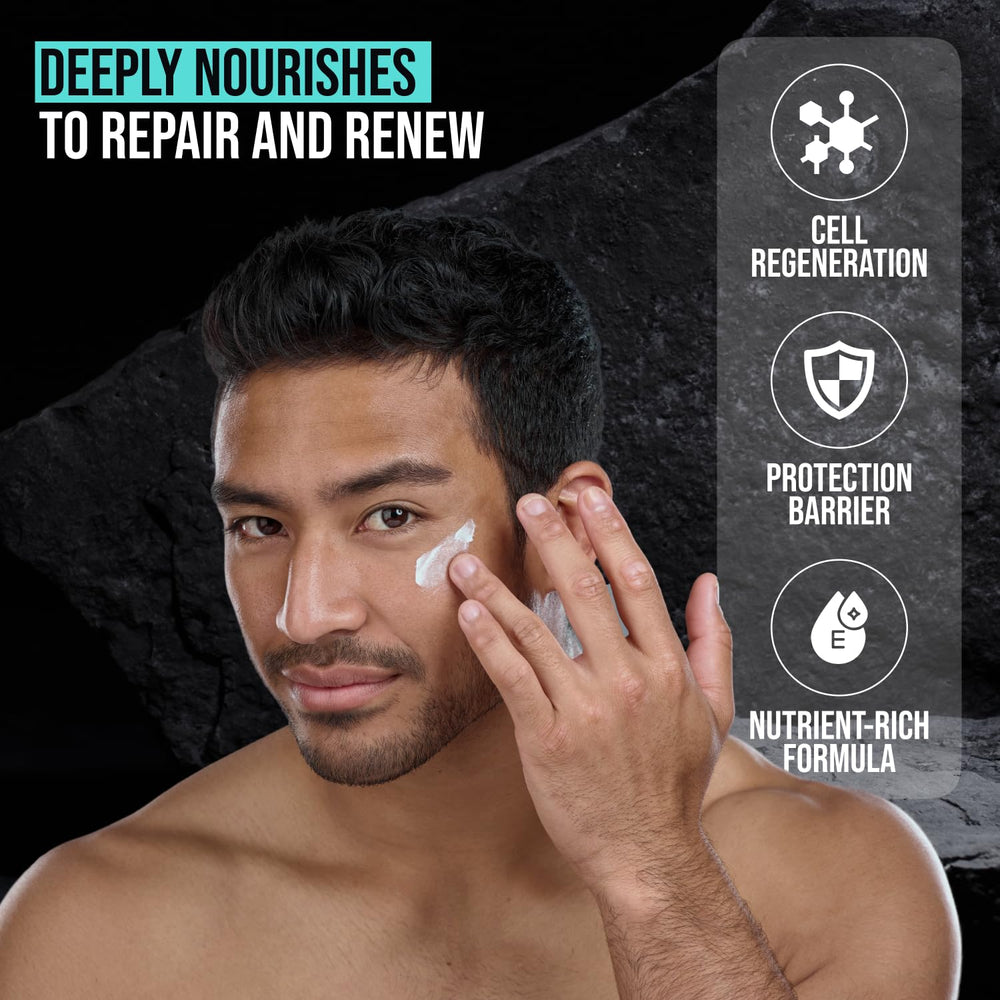 Zenolio Labs Mens Face Moisturizer close-up shows non-greasy finish and quick absorption