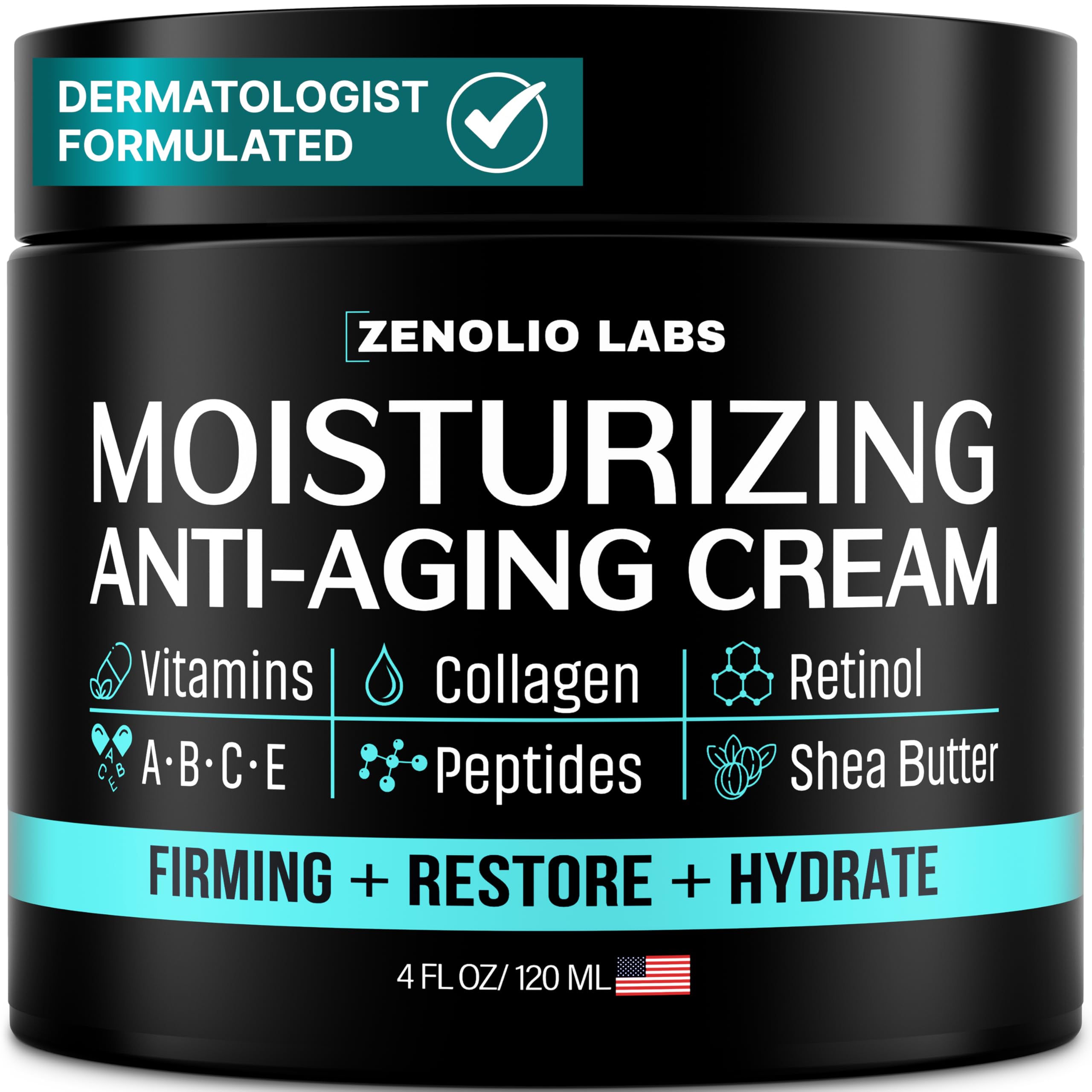 Zenolio Labs Mens Face Moisturizer packaging shows day and night bottle for all-day hydration