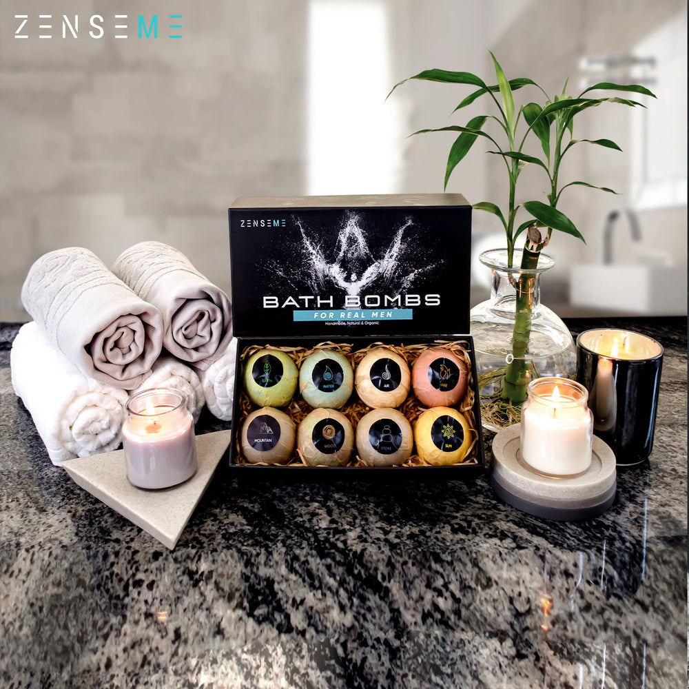 ZenseMe bath bomb lemon-grass-orange provides bright citrus aroma for mood uplift.