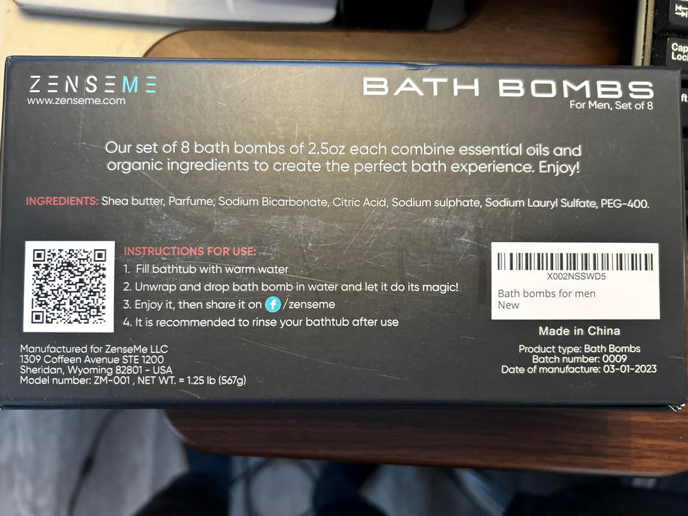 ZenseMe bath bomb vanilla imparts warm comforting scent for a cozy soak.