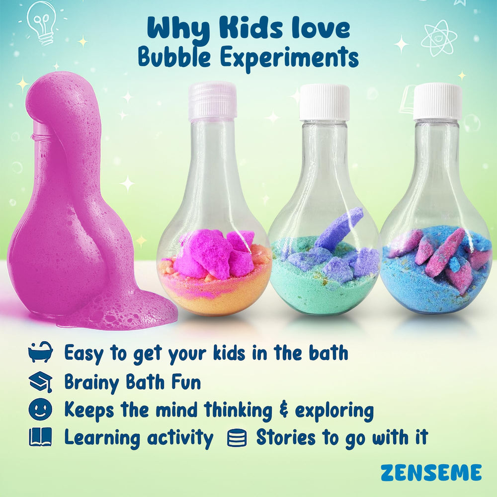ZenseMe bath bombs pour-action image shows bubbling water and color swirl.