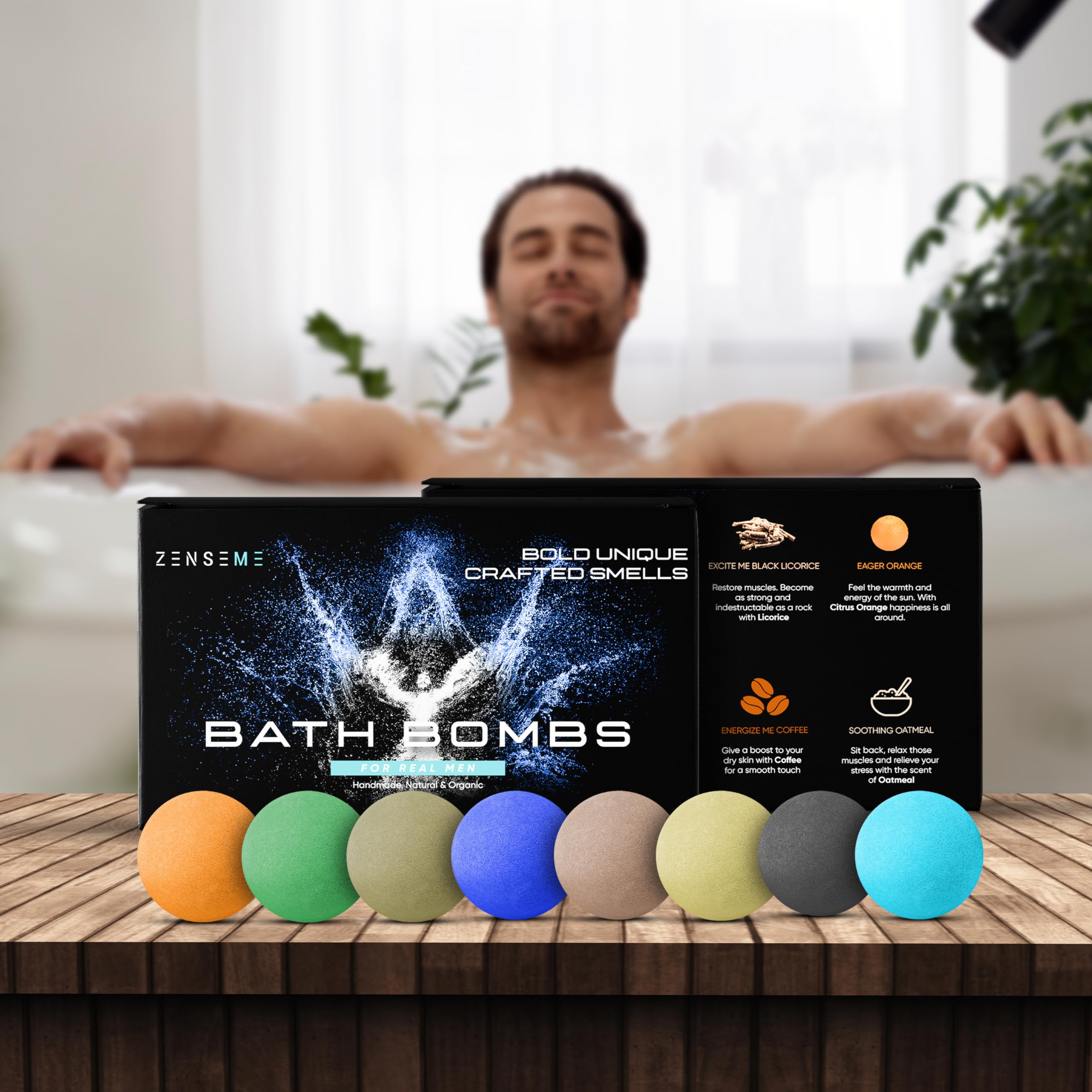 ZenseMe sandalwood bath bomb for warm, grounding relaxation