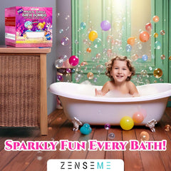 ZenseMe unicorn-inside bath bomb reveals surprise toy during soak.