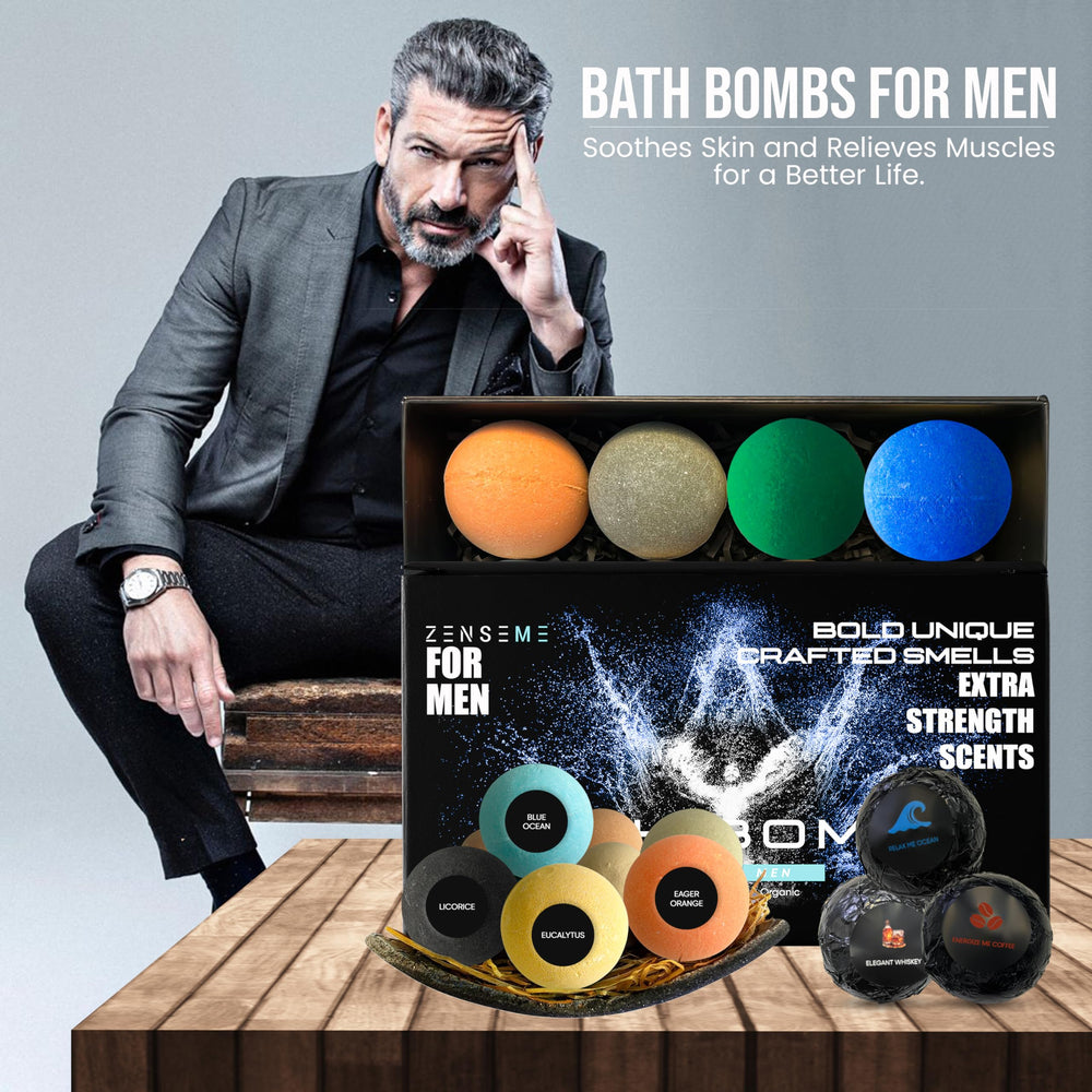 ZenseMe whiskey-scent bath bomb offering bold, comforting soak