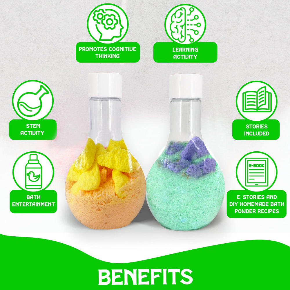 ZenseMe bath flask setup showing pouring fun and science-inspired play.