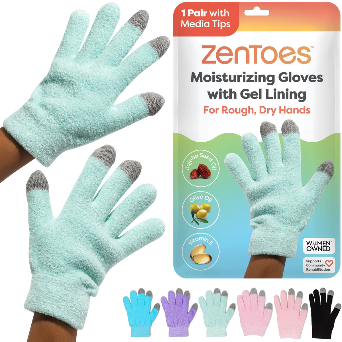 ZenToes moisturizing gloves overnight packaging for hydrated hands