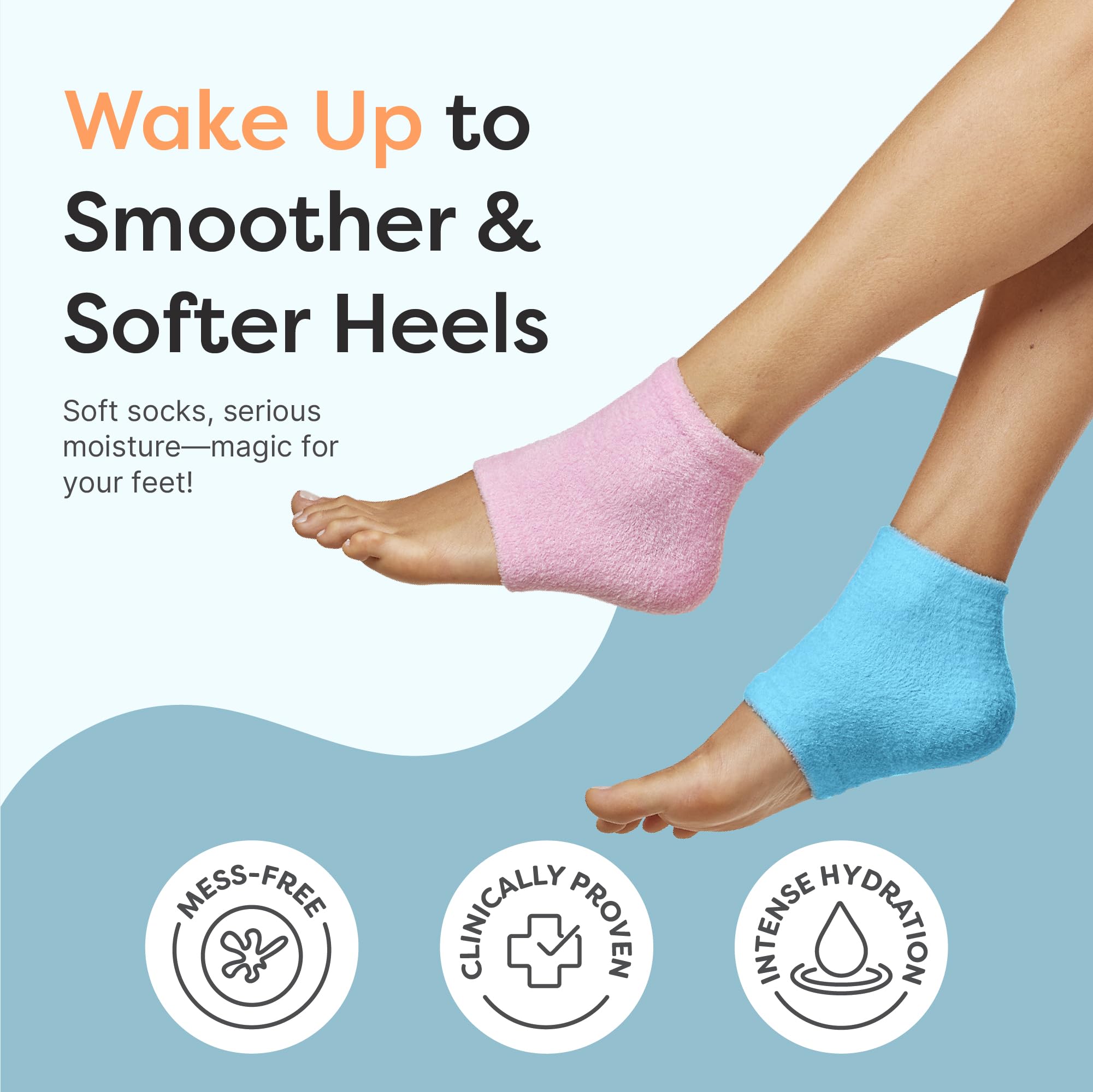 ZenToes moisturizing socks gel-lined heel closeup highlighting vitamin E and nourishing oils.