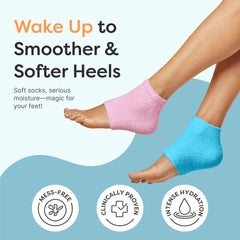 ZenToes moisturizing socks gel-lined heel closeup highlighting vitamin E and nourishing oils.