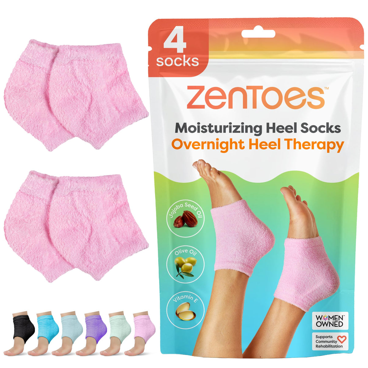 ZenToes moisturizing socks close-up showing gel-lined heel hydration