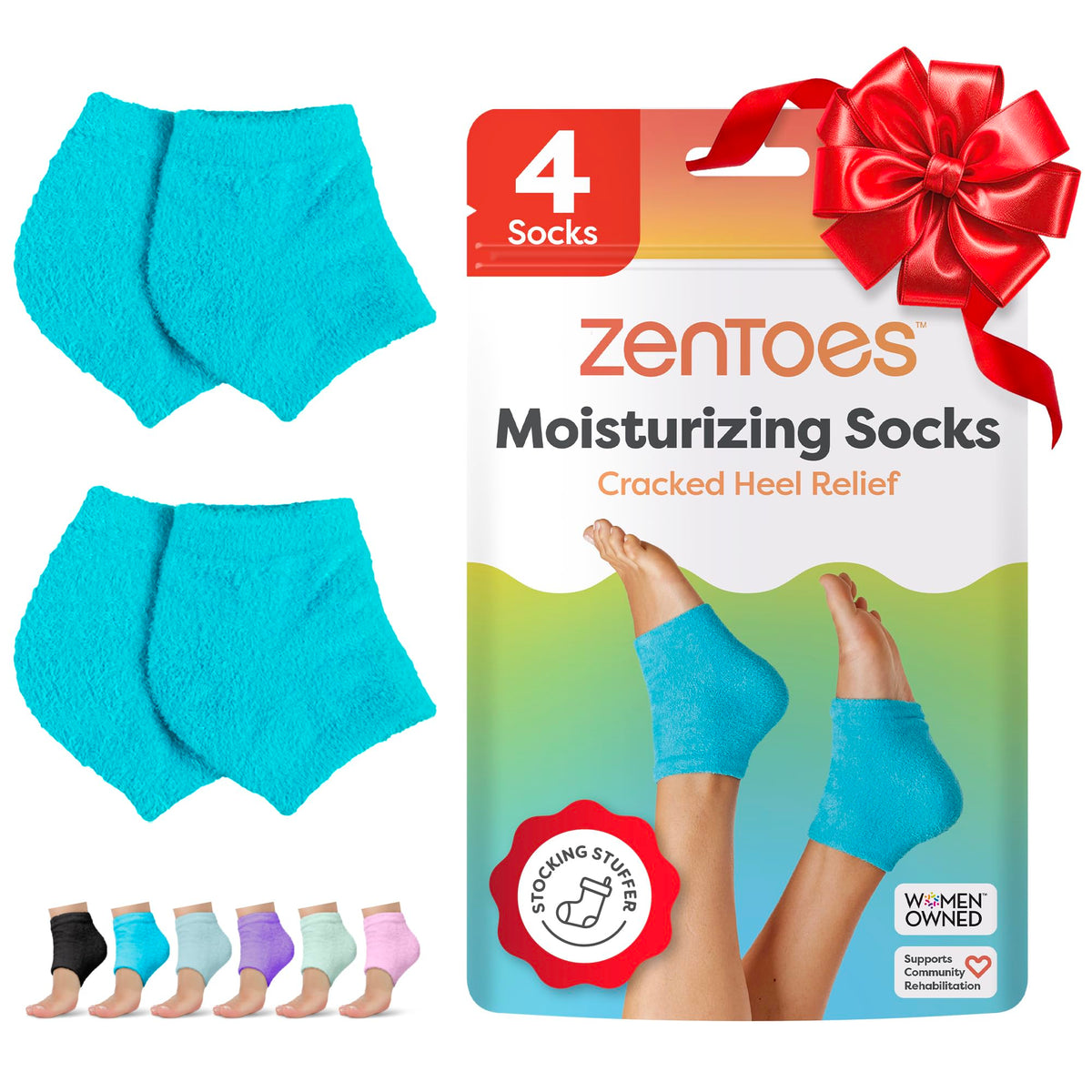 ZenToes moisturizing socks with open toe design for overnight hydration and comfort.