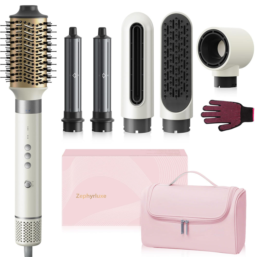 Zephyrluxe 6in1 air styler drying action delivers fast home styling for busy mornings.