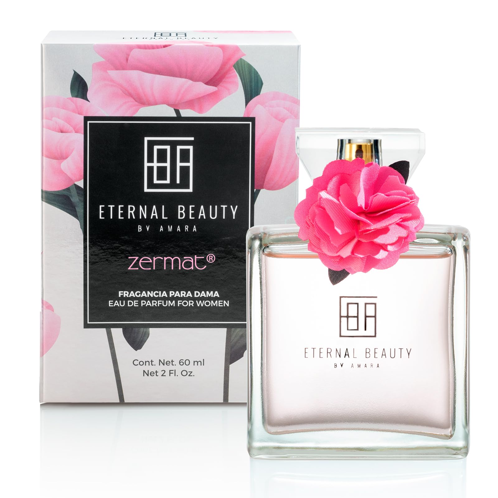 Zermat Eternal Beauty bottle highlights vanilla-tonka notes for a lasting gourmand floral scent.