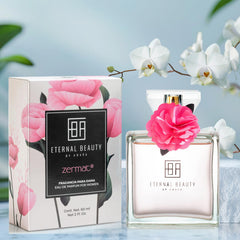 Close-up reveals vanilla-tonka notes on Zermat Eternal Beauty bottle.