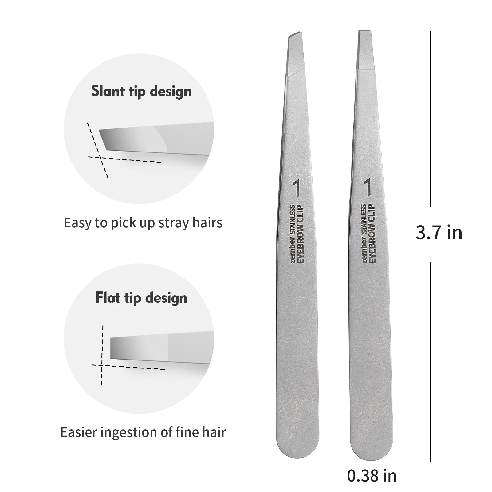 ZERNBER slant-tip tweezers 2-pack ideal for eyebrow shaping and contouring.