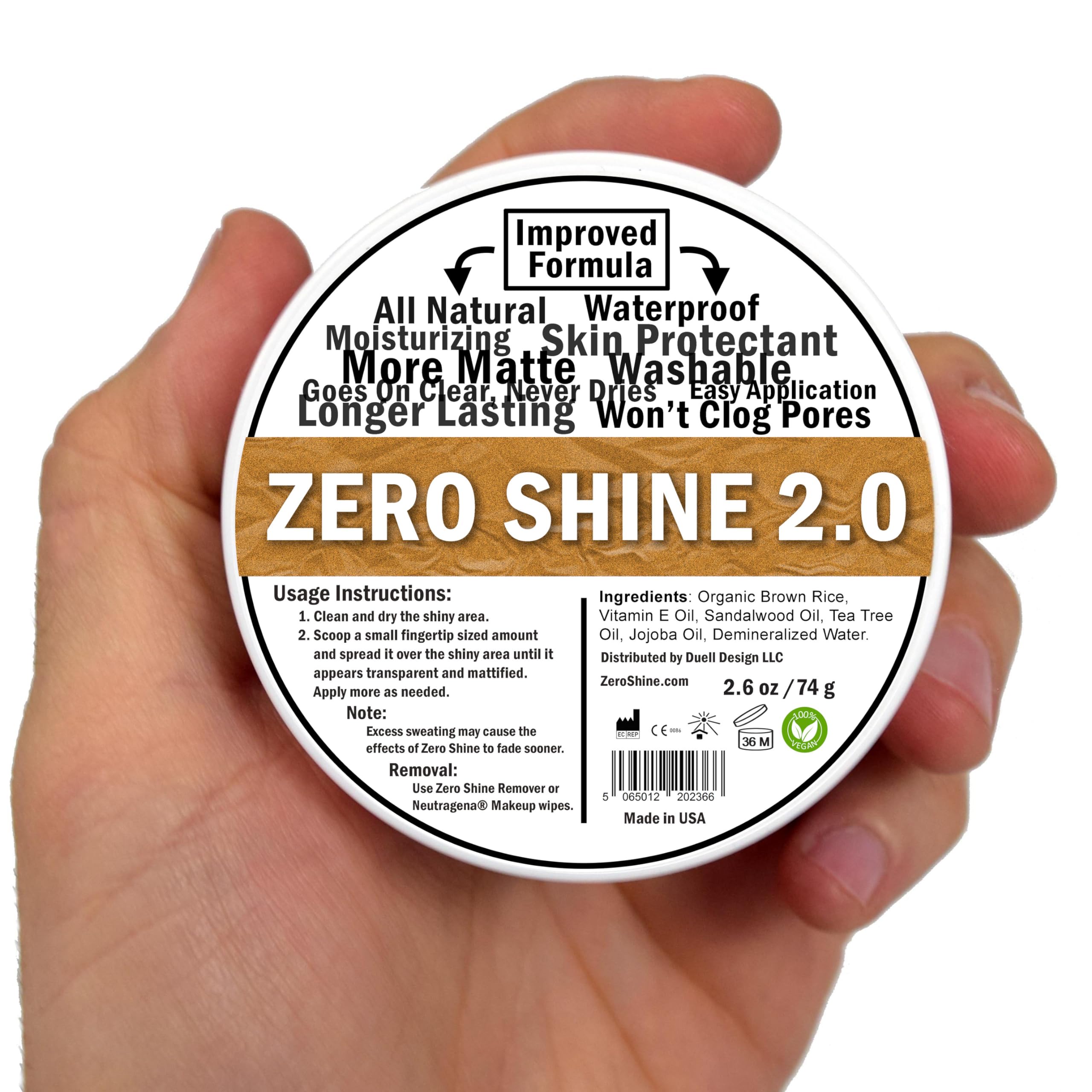 Zero Shine SMP Matte 2.0 ingredients label highlights clean packaging.