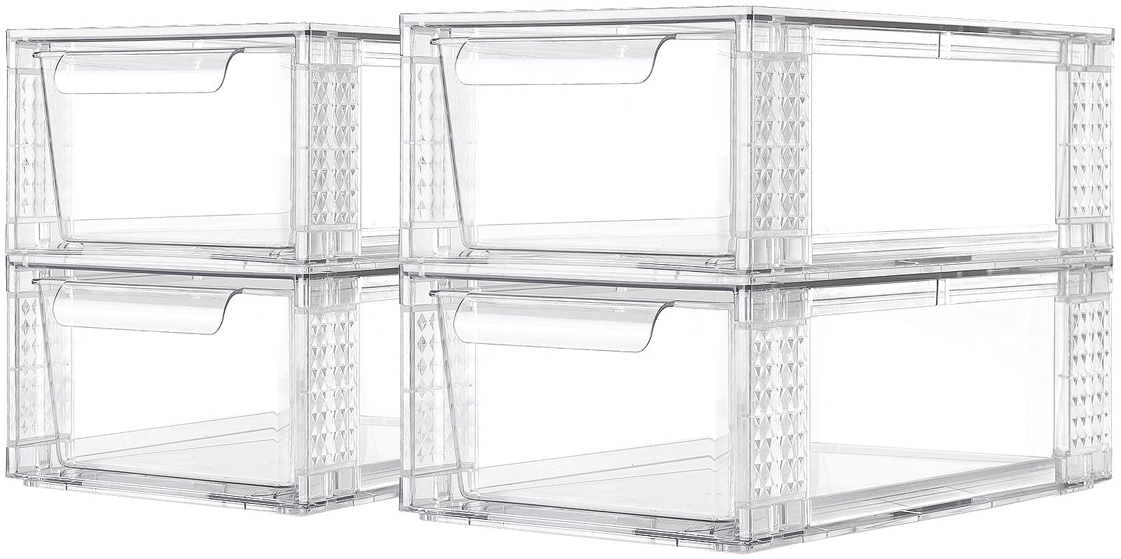Zero Zoo clear drawer front with diamond texture showing compact organization for small spaces.