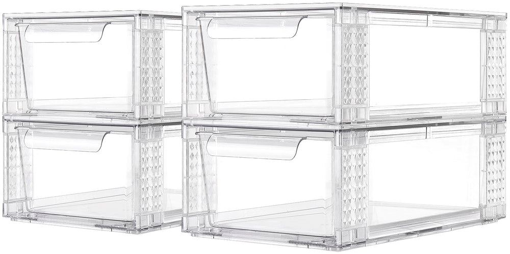 Zero Zoo clear drawer front with diamond texture showing compact organization for small spaces.