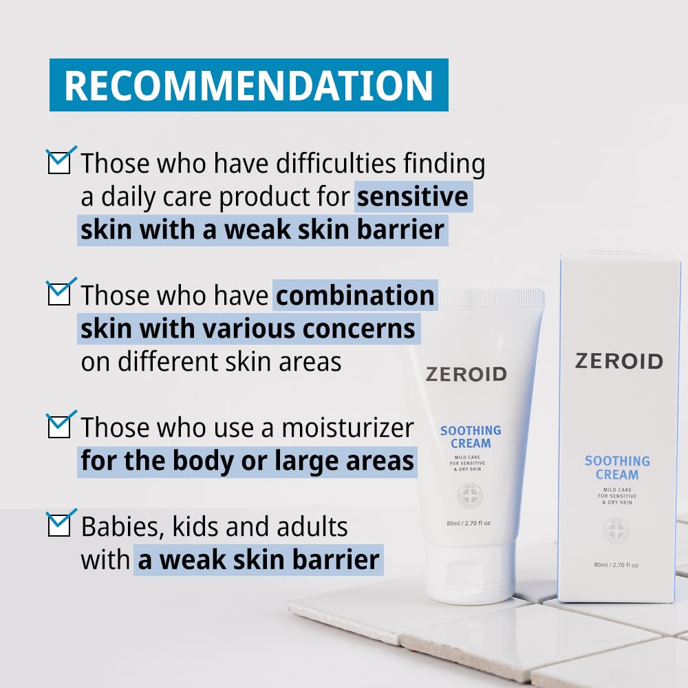 ZEROID soothing cream with MLE technology graphic emphasizing deep hydration