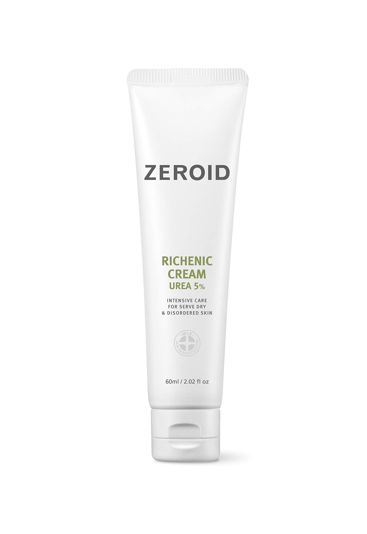 ZEROID Richenic Cream jar close-up shows creamy texture for dry skin relief.