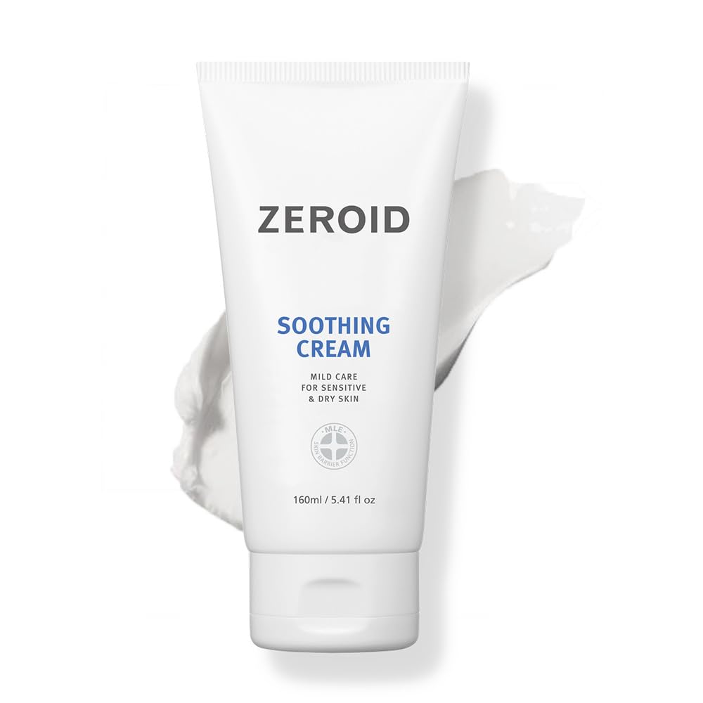 ZEROID soothing cream bottle closeup showing lightweight hydration for sensitive skin