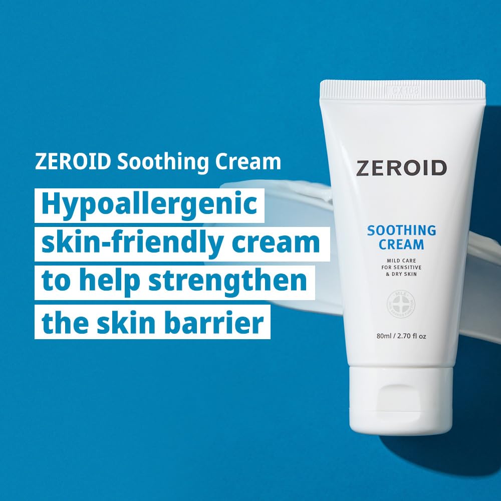 ZEROID soothing cream texture close-up emphasizing fast absorption