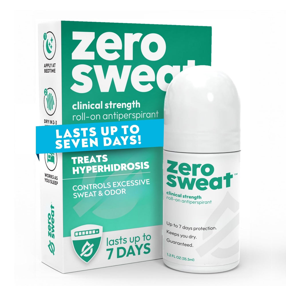 ZeroSweat antiperspirant bottle demonstrates clinical-strength protection for long-lasting dryness