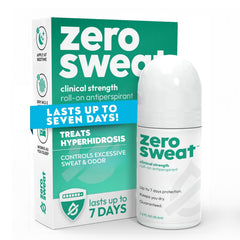 ZeroSweat antiperspirant bottle demonstrates clinical-strength protection for long-lasting dryness