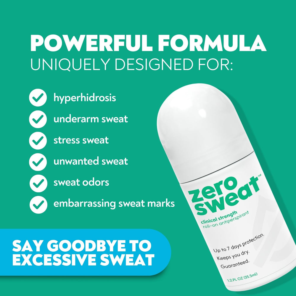 ZeroSweat packaging flatlay showcases discreet packaging for on-the-go sweat management.