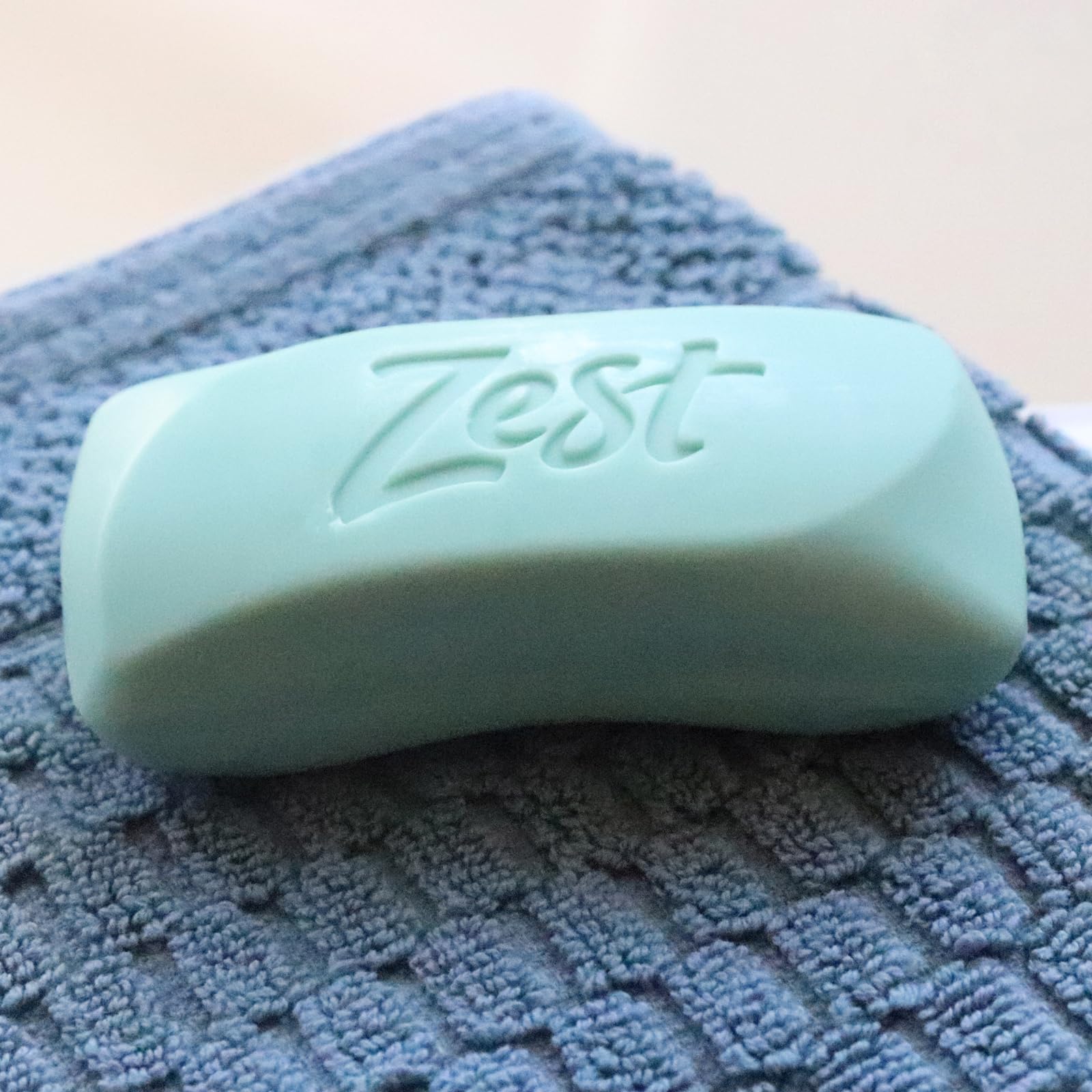 Zest Aqua bar soap refreshing scent energizes morning shower.