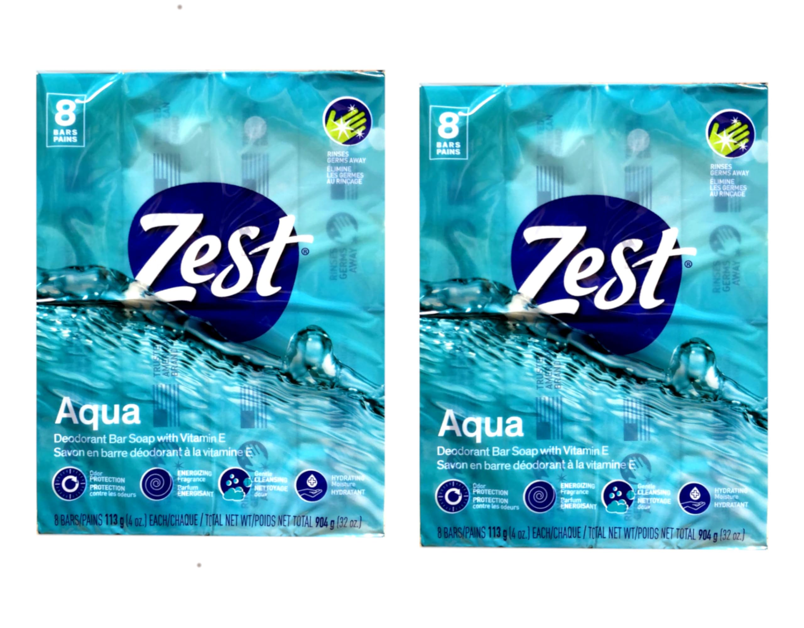 Zest Aqua Pure cleansing bar packaging shown with recyclable box for eco-friendly choice