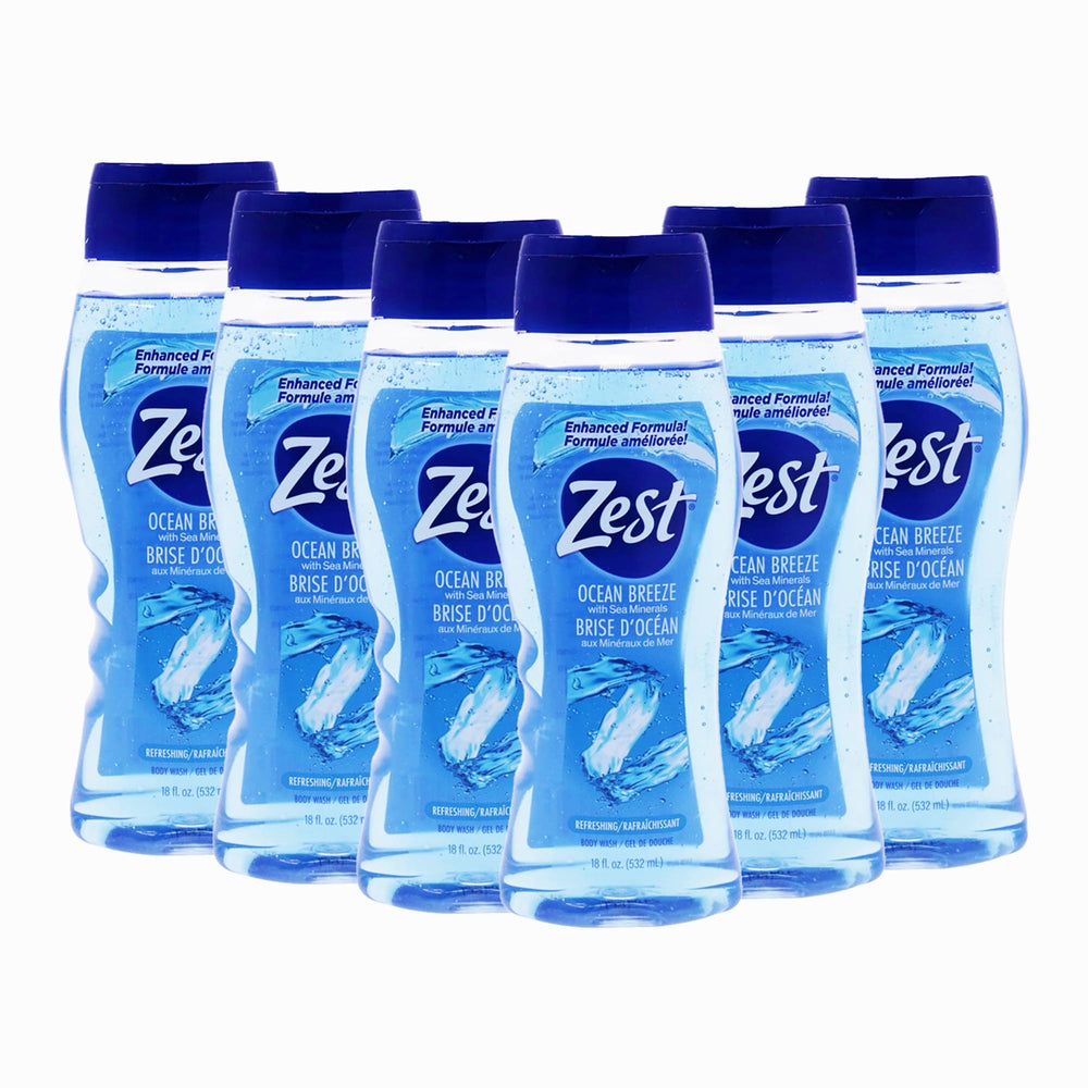 Zest Ocean Breeze pack of 6 bottles provides convenient family-size cleansing.