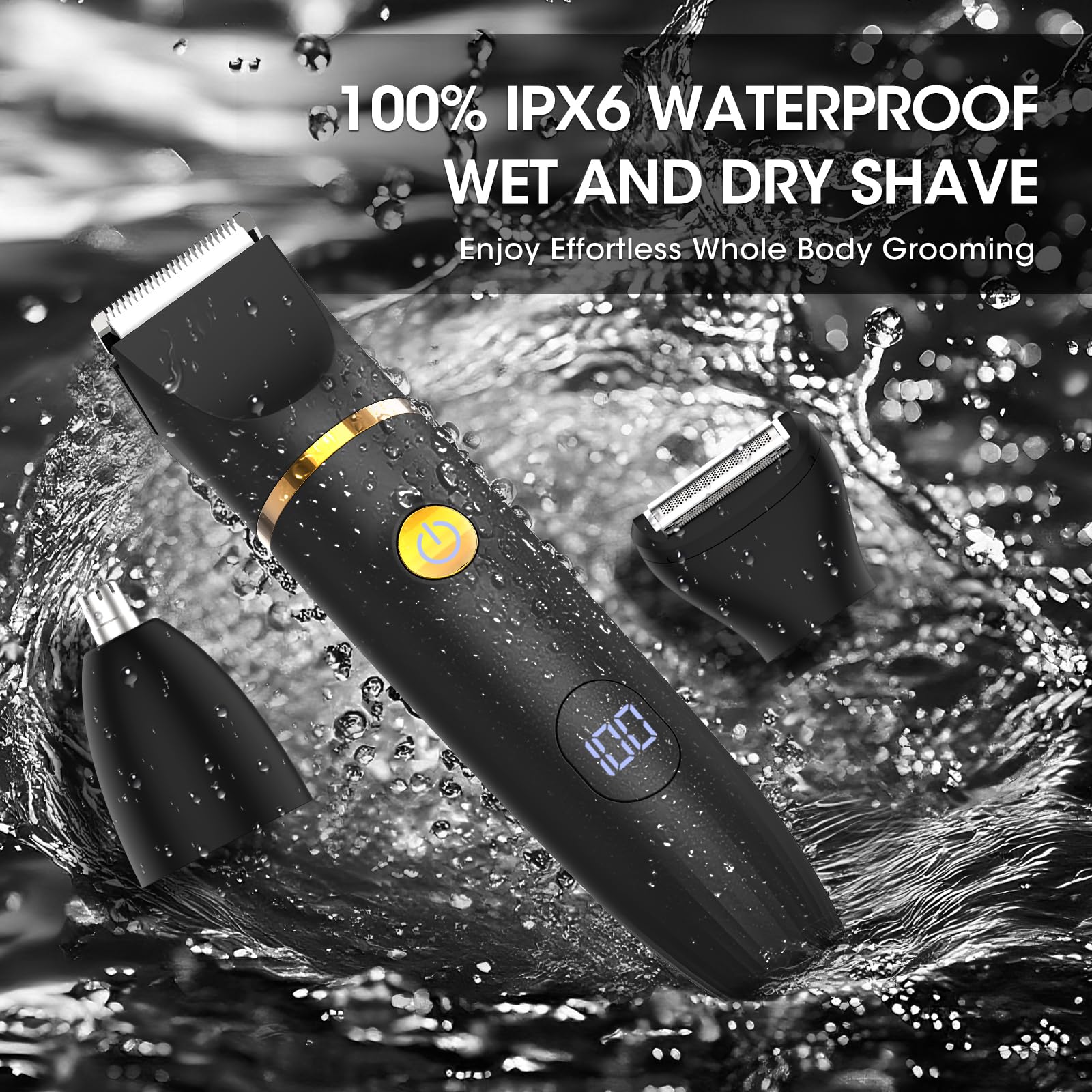 Zesuti interchangeable heads illustrate precise trimming for groin nose and beard