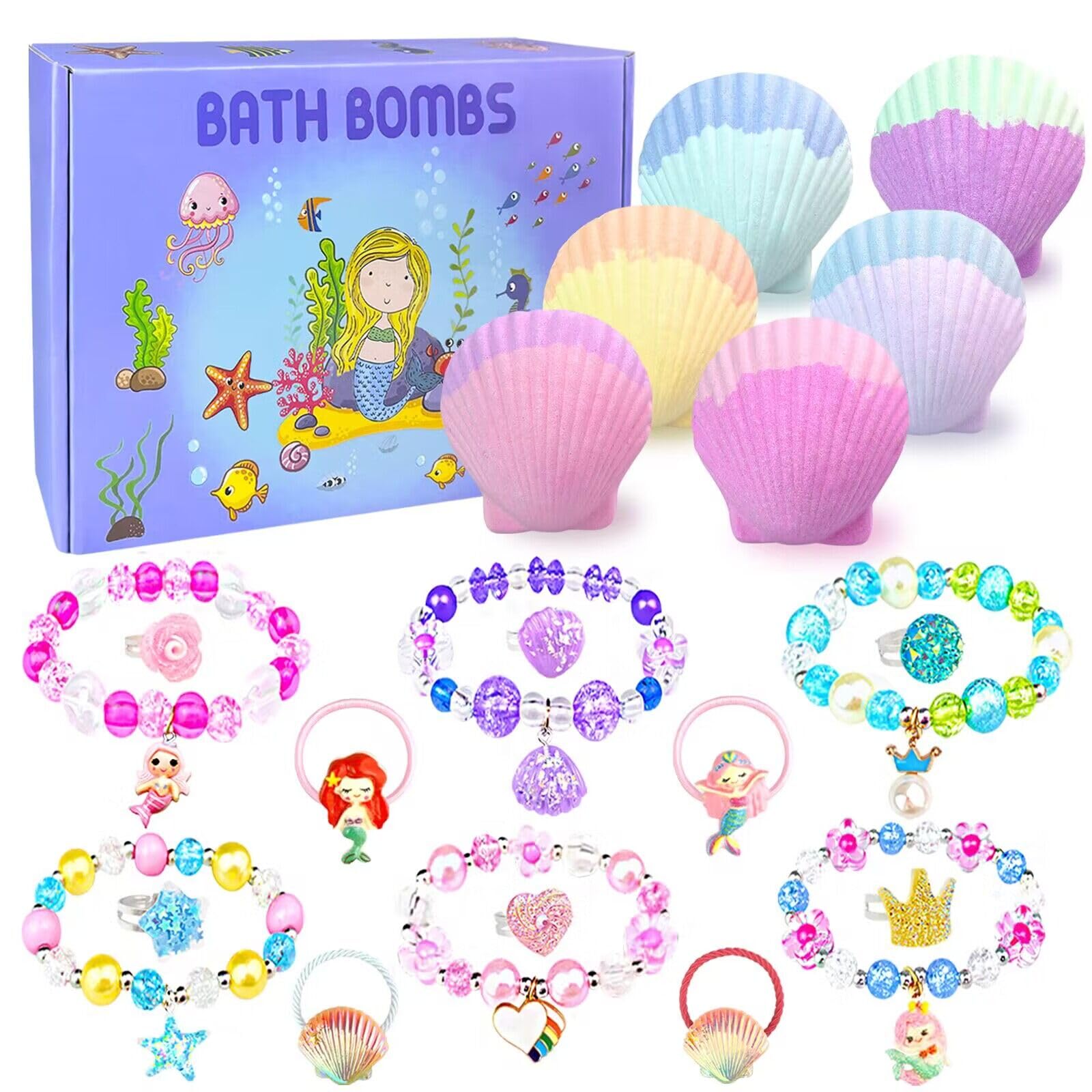 ZETONBNN Mermaid Bath Bomb shell closeup showing bright fizz and kid friendly design