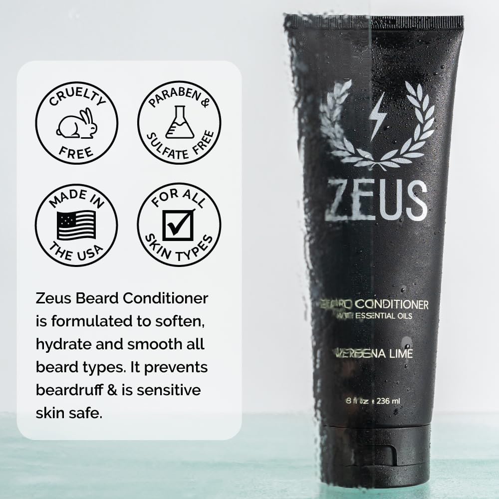 ZEUS Beard Conditioner Wash aloe-vera-hydration soothes skin beneath beard.