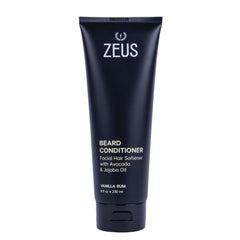 ZEUS Beard Conditioner Wash bottle-cap close-up shows softening, hydrating formula.