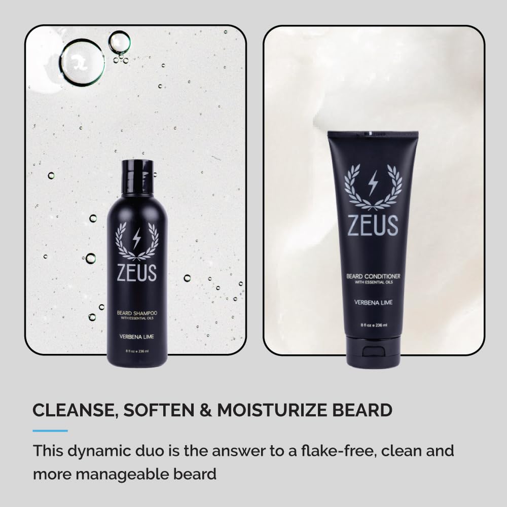 ZEUS beard wash set conditioner bottle for daily moisture and softness