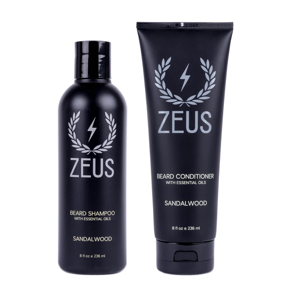 ZEUS Beard Wash Set shampoo bottle for a hydrating cleanse that softens beard hair