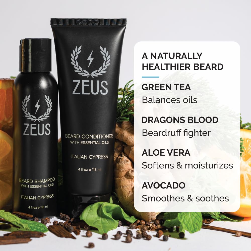 ZEUS Italian Cypress fragrance visual conveys a bold, confident grooming routine