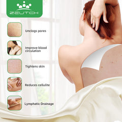 Zeutch long-handle exfoliating brush demonstrates easy reach for back and shoulders.