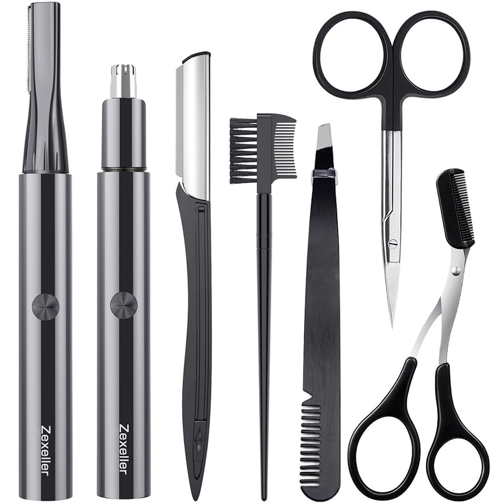 ZEXELLER 9-in-1 trimmer kit close-up showcases compact design for effortless travel grooming.