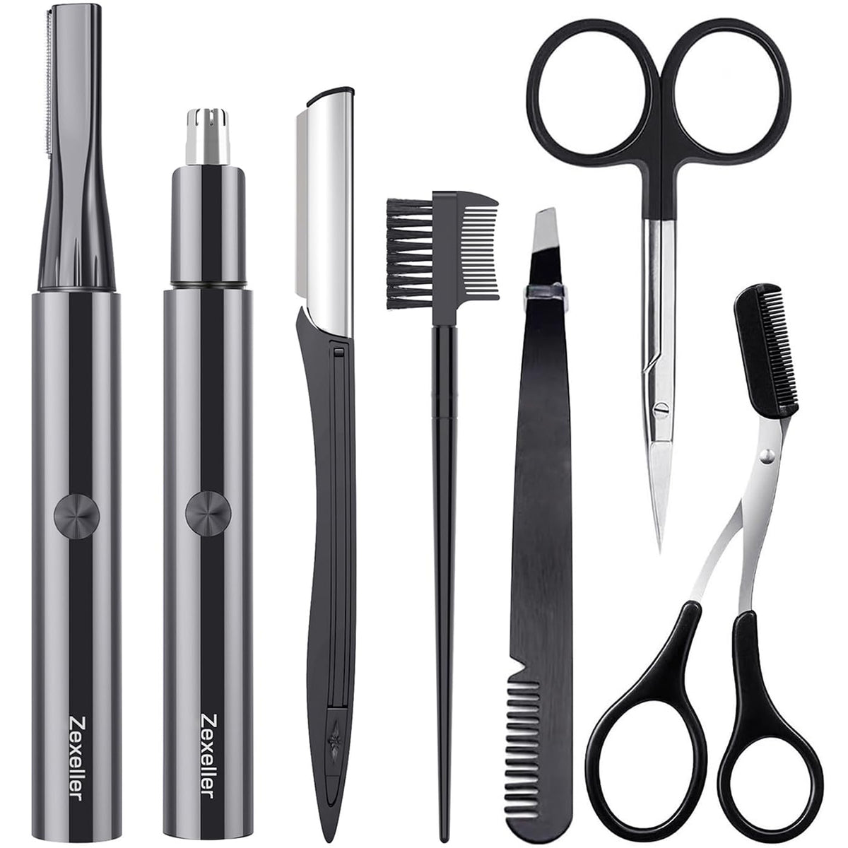 ZEXELLER 9-in-1 trimmer kit close-up showcases compact design for effortless travel grooming.