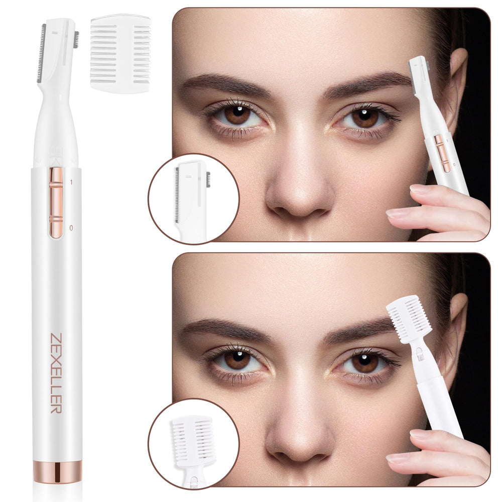 ZEXELLER Eyebrow Trimmer with comb attachments shows flexible length control.
