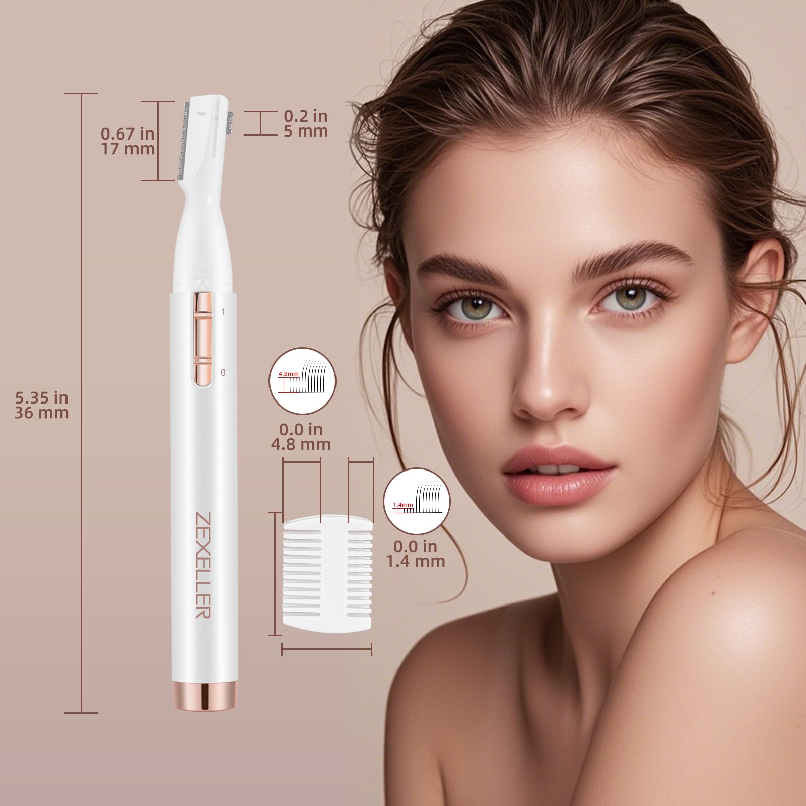 ZEXELLER Eyebrow Trimmer head cleaning demonstrates washable design.