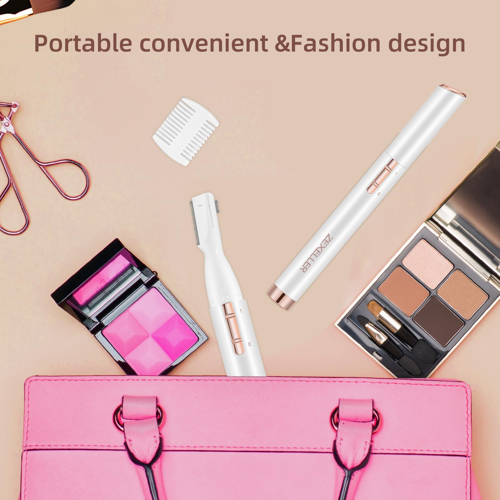 ZEXELLER Eyebrow Trimmer sleek design fits portable lifestyle.