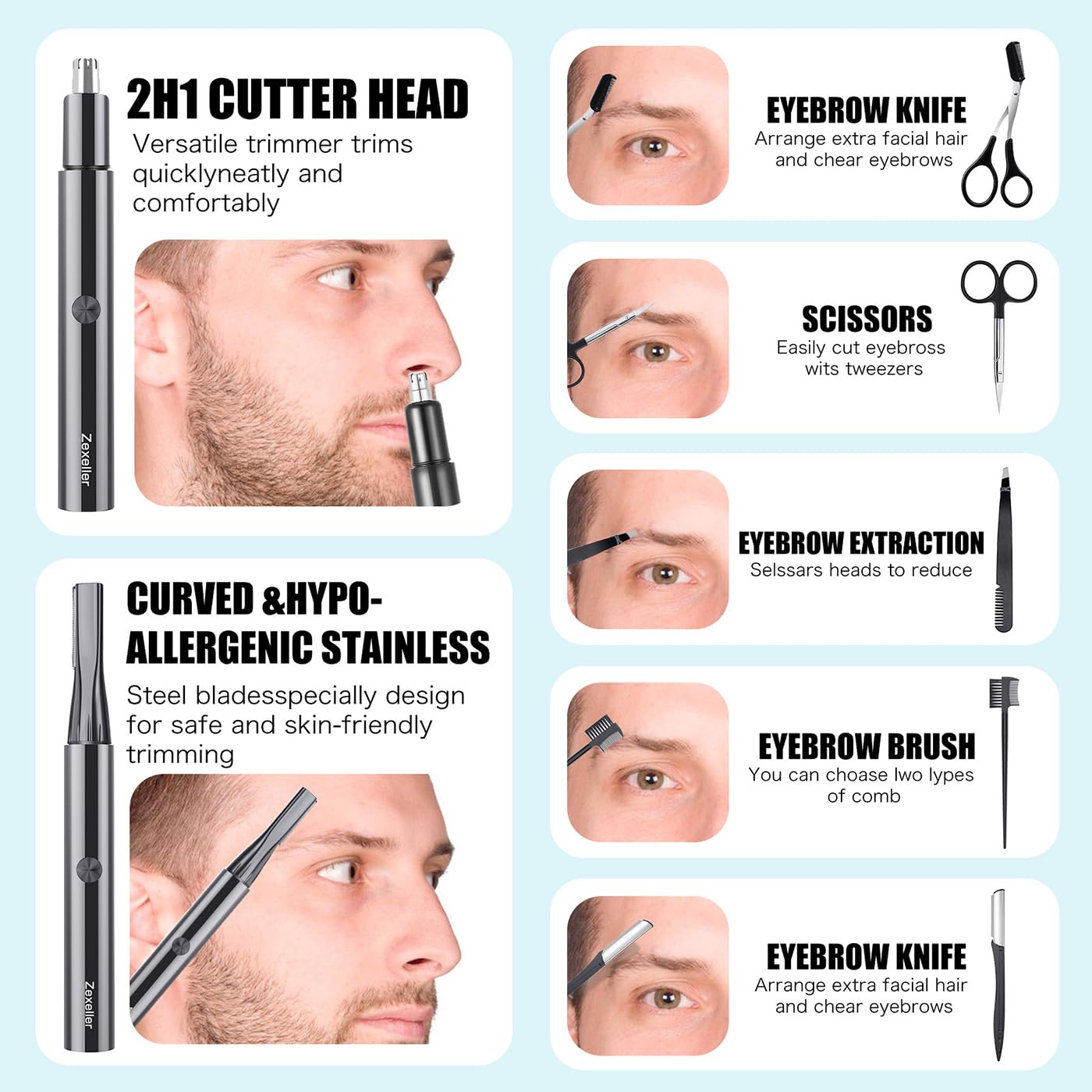 ZEXELLER precision stainless steel blades close-up for easy cleaning.