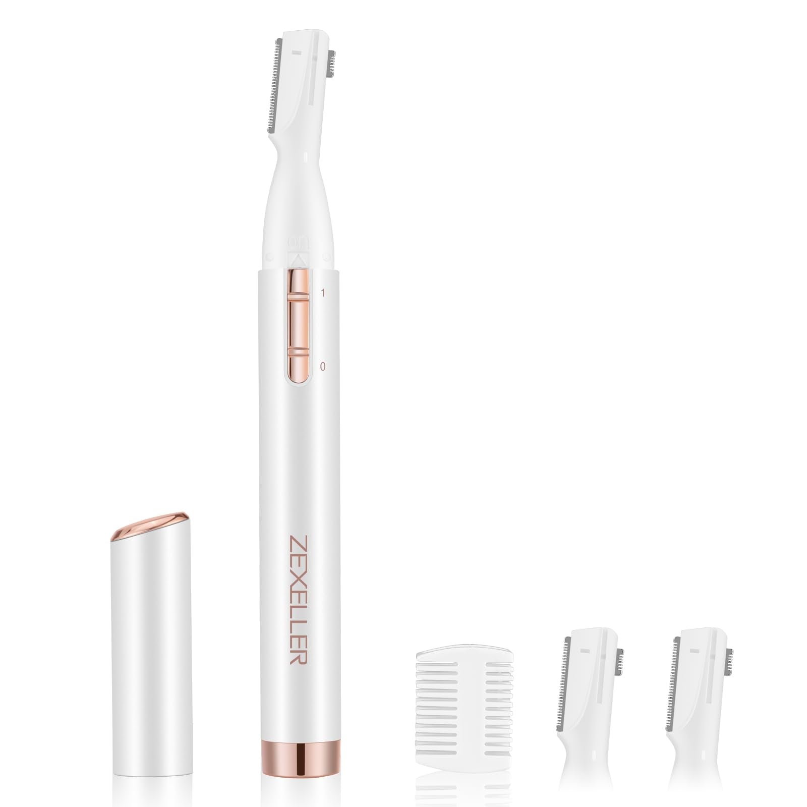 ZEXELLER Upgraded Eyebrow Trimmer package view shows premium gift-ready packaging.