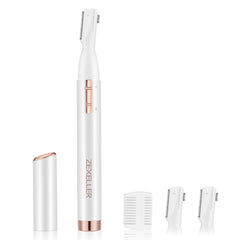 ZEXELLER Upgraded Eyebrow Trimmer package view shows premium gift-ready packaging.