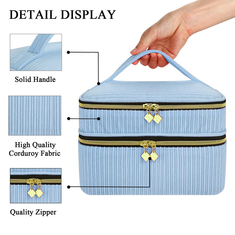 ZFZGFRCS nail polish organizer blue bottom view shows 30-bottle capacity