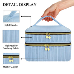 ZFZGFRCS nail polish organizer blue bottom view shows 30-bottle capacity